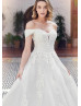 Ivory Lace Dotted Tulle Keyhole Back Sweet Wedding Dress